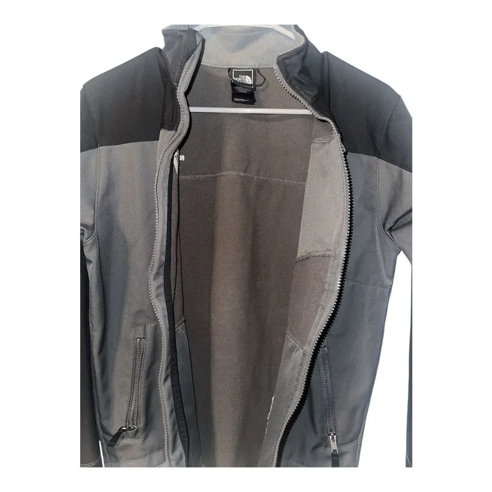 North Face Boys Gray/Black Soft Shell Fleece Lined Jacket, Large 14/16